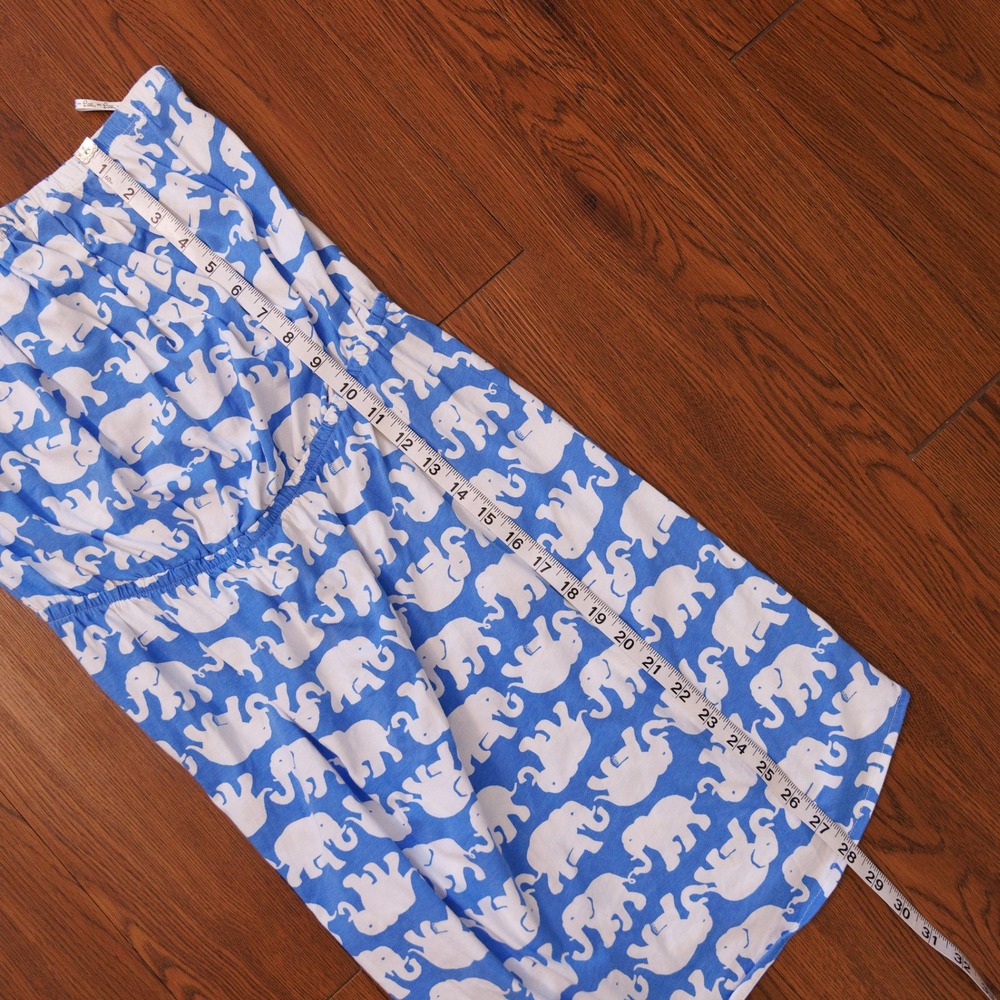 Lilly Pulitzer Blue White Elephant Print Pima Cotton Strapless Tube Dress M - Picture 5 of 7